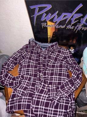 Tommy Hilfiger women's Plum and White Plaid Button-Down Shirt